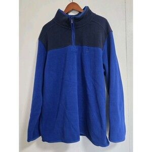 Brooks‎ Brothers Sweater Mens 1XLT Blue 1/4 Quarter Zip Fleece Preppy Casual